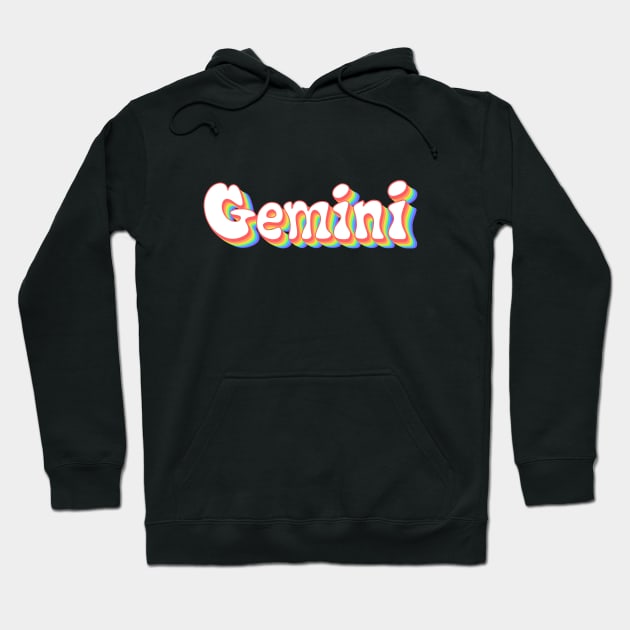 Retro Rainbow Gemini Zodiac Sign Hoodie by Scarlett Blue